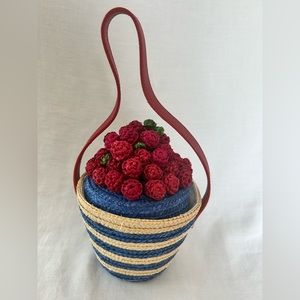 Lulu Guinness Life is a Bowl of Cherries Straw Raffia Handbag